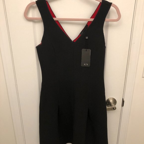 New Armani Exchange Black Double Faced Dress Size 2 - Picture 5 of 15